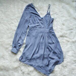 DO+BE Slate Blue Asymmetrical Mini Dress with One-Sleeve Detail, SIZE Large